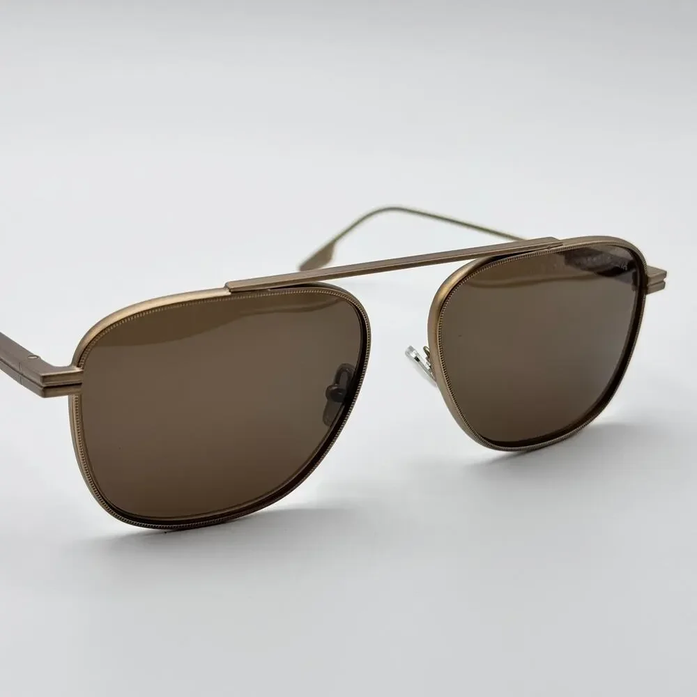 Ermenegildo Zegna Sunglasses EZ0291 35E Matte Light Brown Frame Brown Lens 57mm